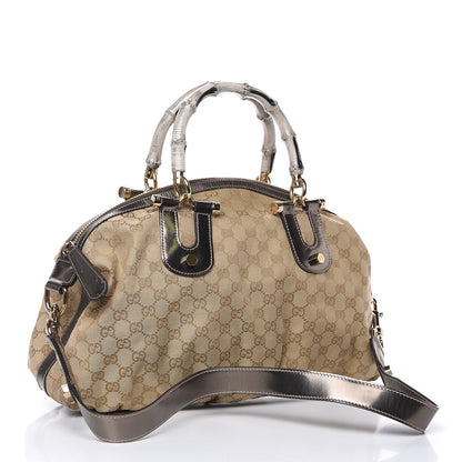 Gucci Monogram Pop Bamboo Top Handle Tote Pewter 3 of 17