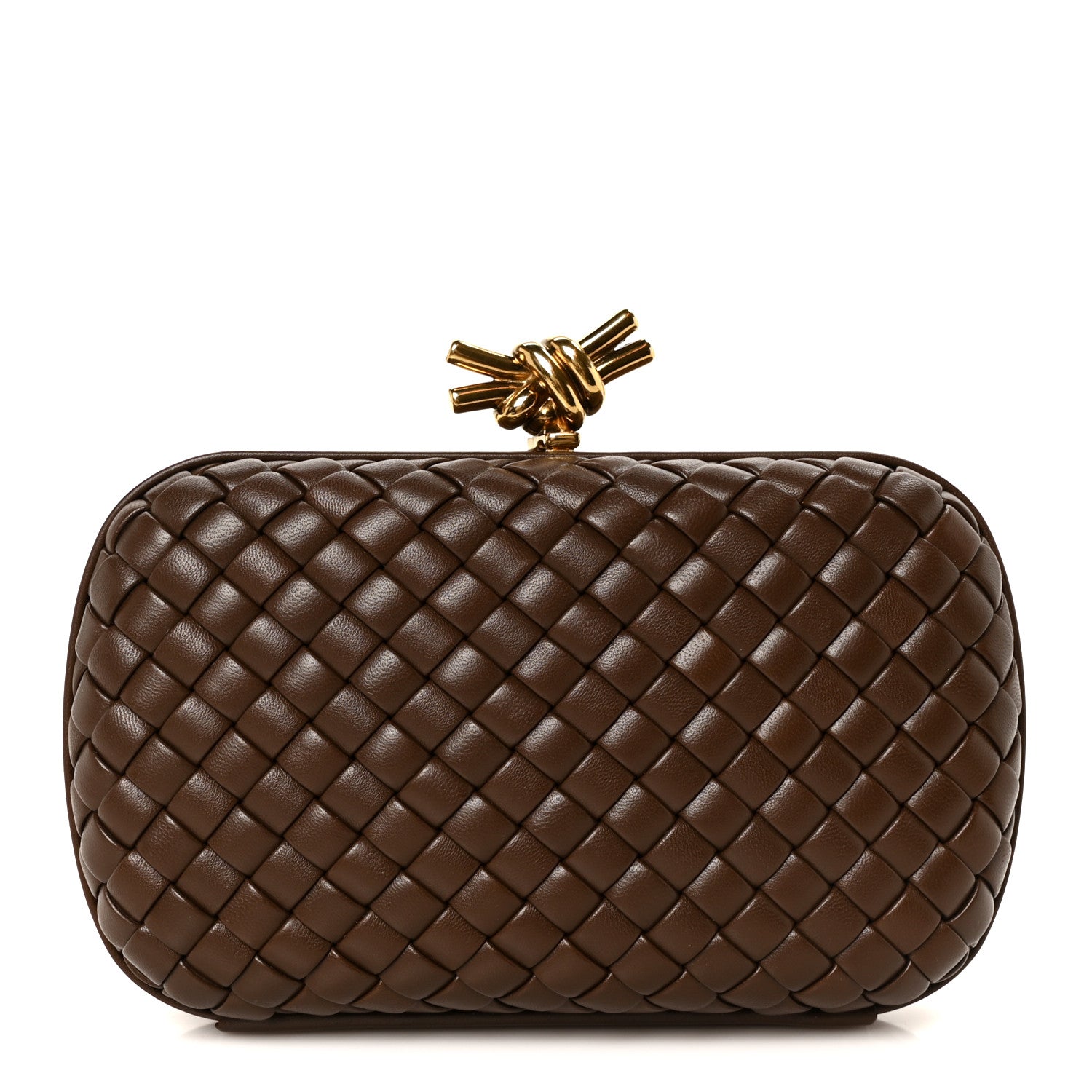 Bottega Veneta Nappa Intrecciato Knot Clutch Madder Brown 1 of 7