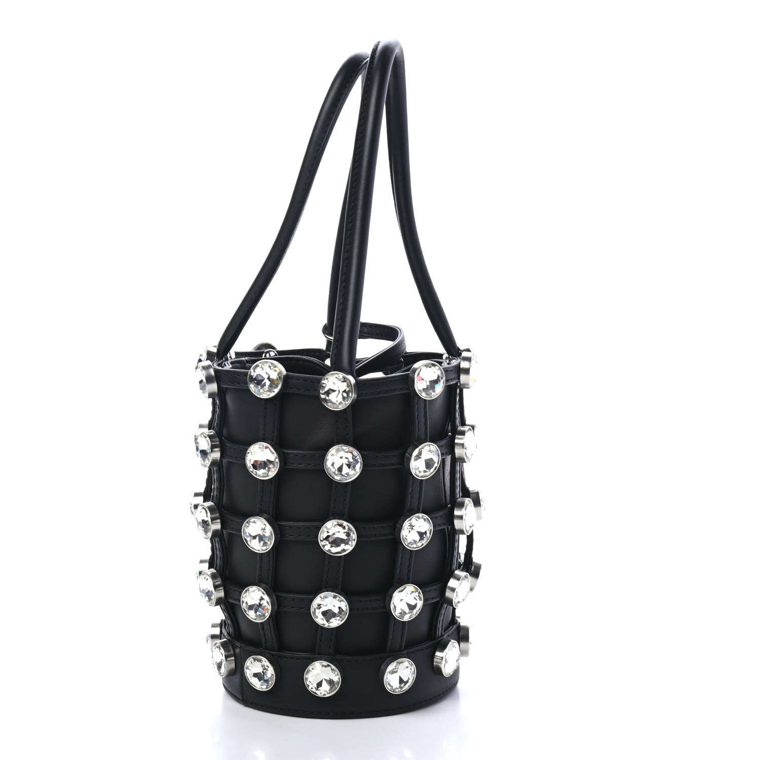 Alexander Wang Calfskin Crystal Embellished Roxy Mini Bucket Bag Black 2 of 3