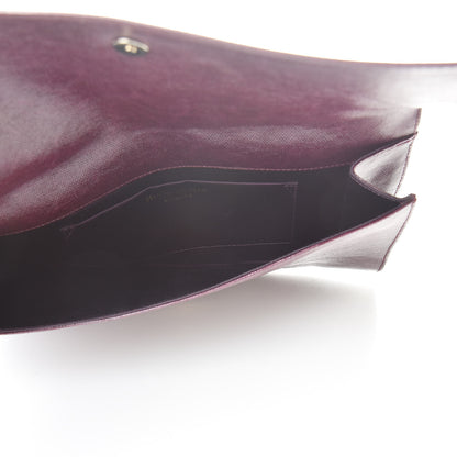 Saint Laurent Coated Linen Large Belle de Jour Clutch Prune 5 of 10