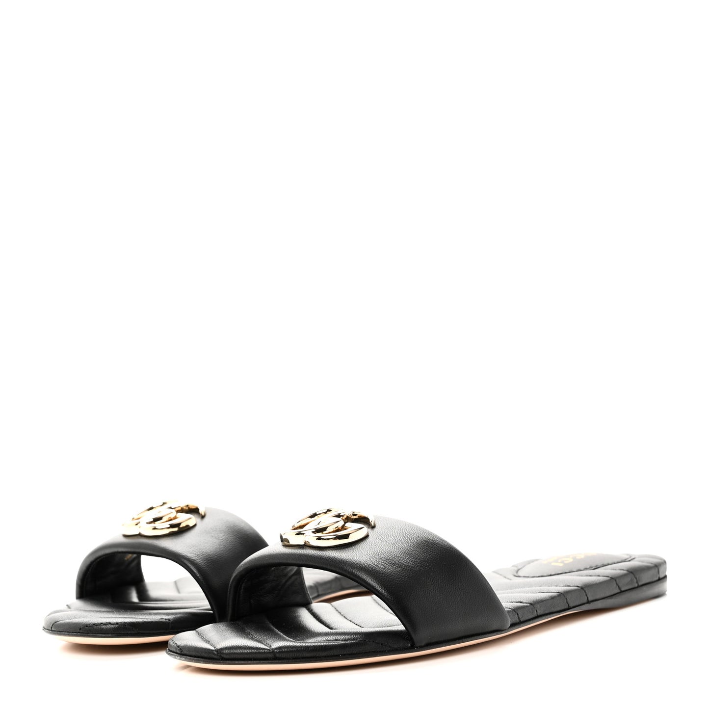 Nappa Matelasse GG Marmont Flat Slide Sandals 38.5 Black