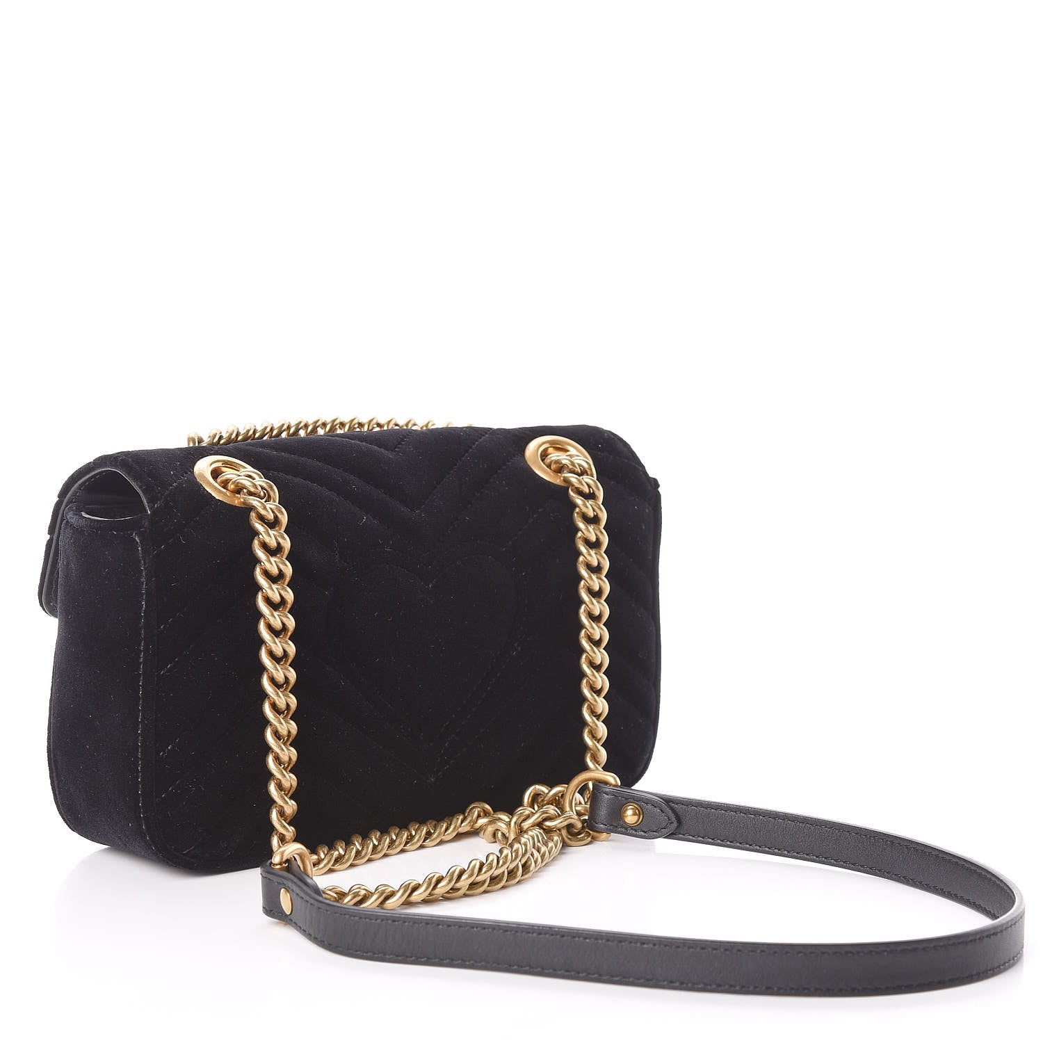 Gucci Velvet Matelasse Mini GG Marmont Shoulder Bag Black 3 of 11