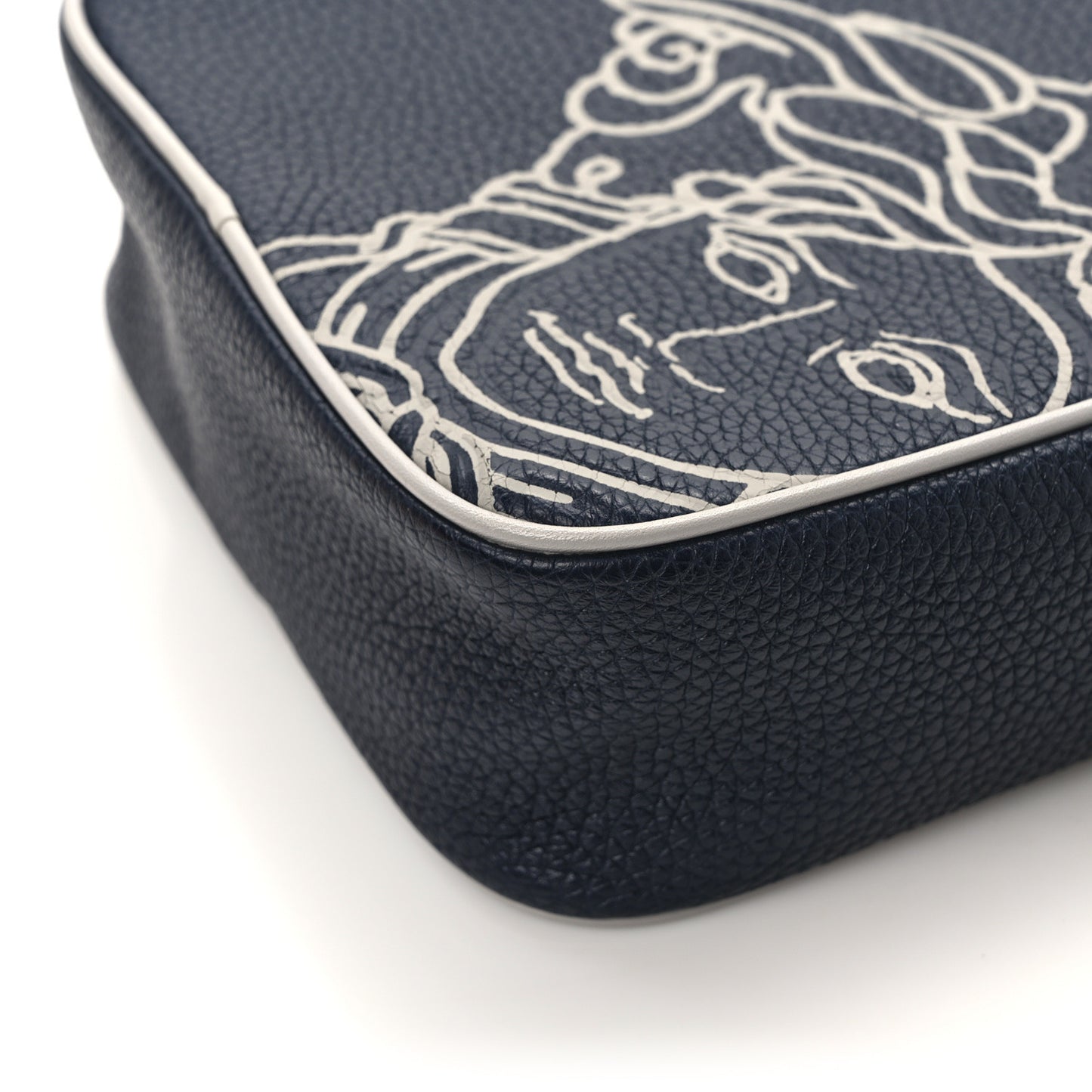 Grained Calfskin Pop Medusa Messenger Bag Blue Nights Cloud
