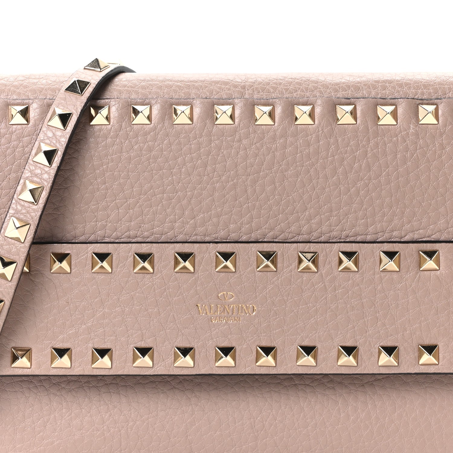 Valentino Garavani Grained Calfskin Small Rockstud Flap Crossbody Bag Poudre 6 of 8