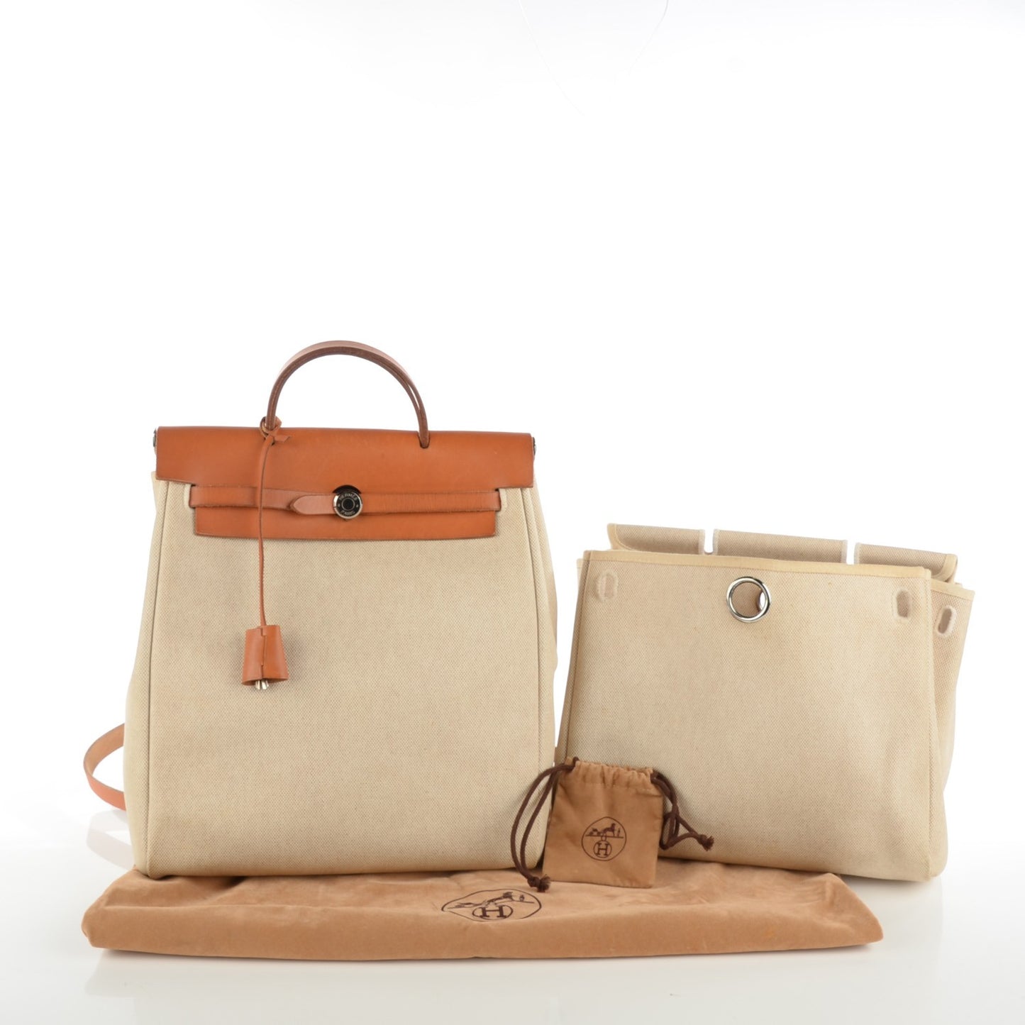 Toile Vache Calfskin Herbag 30 PM Backpack Natural