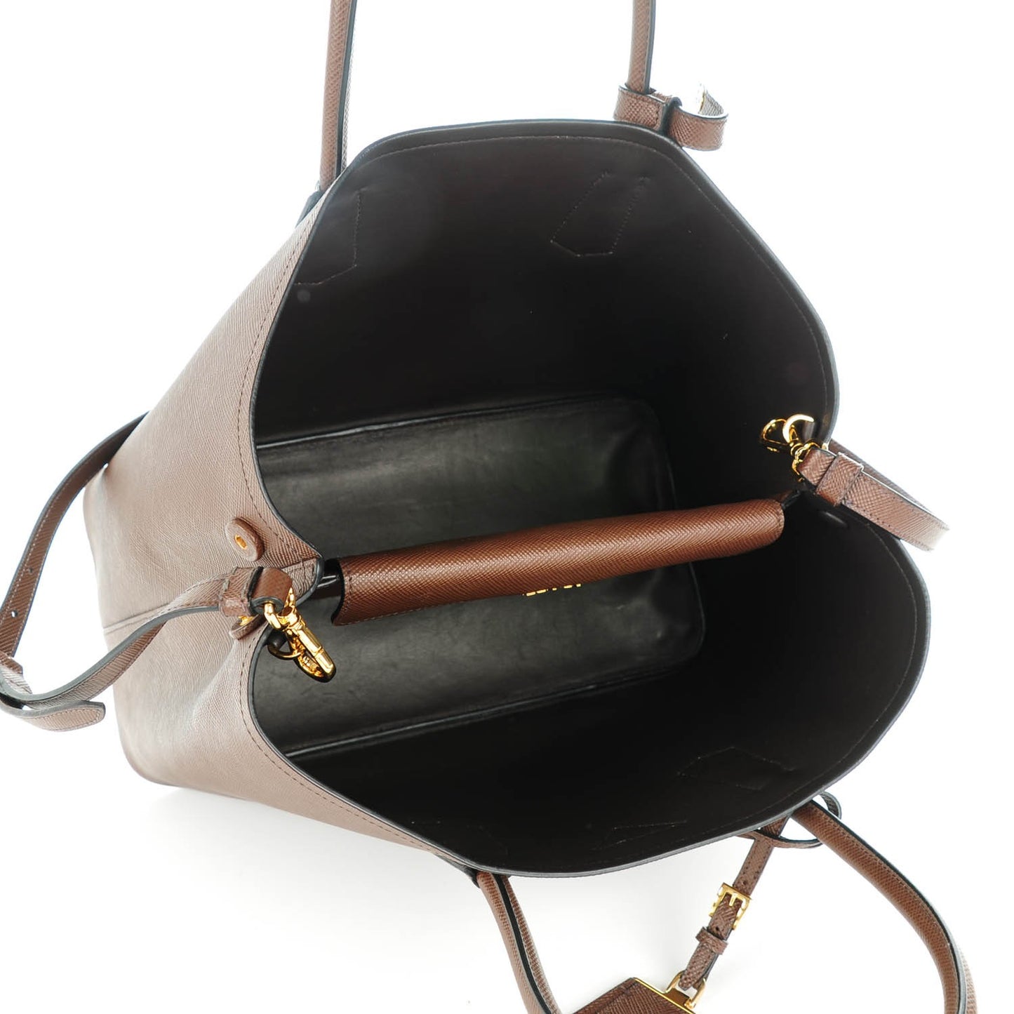 Saffiano Cuir Large Double Bag Cacao