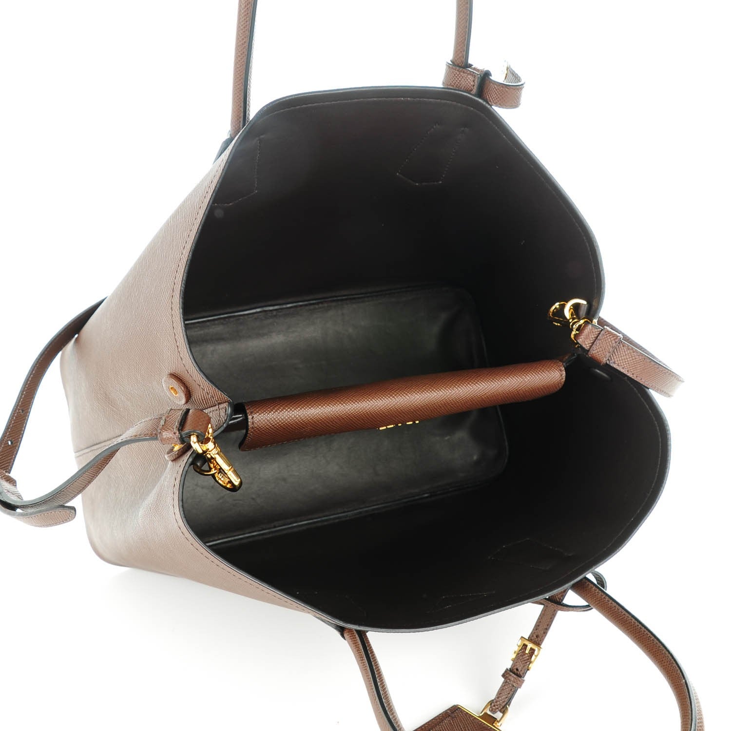 Prada Saffiano Cuir Large Double Bag Cacao 5 of 8