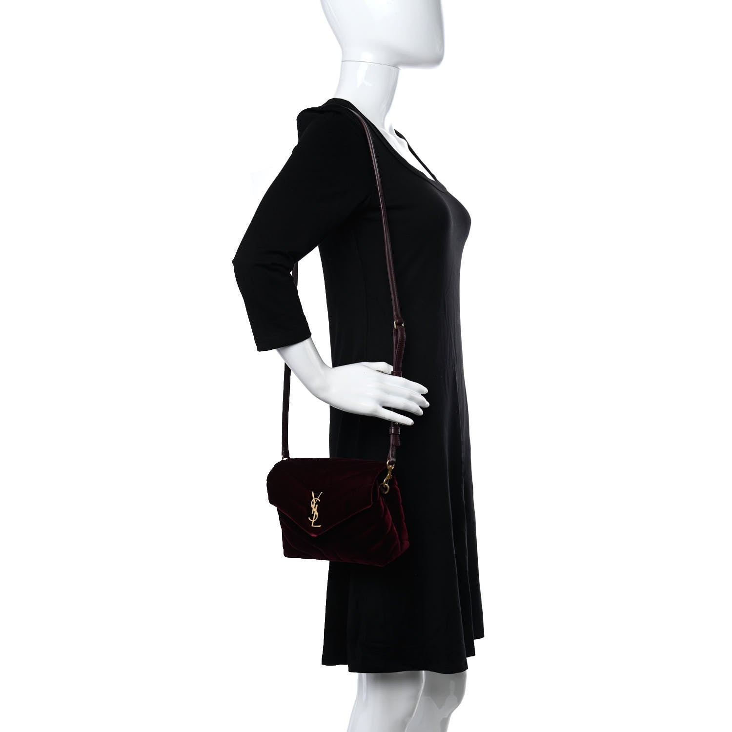 Saint Laurent Velvet Y Quilted Monogram Toy Loulou Crossbody Bag French Burgundy 2 of 9