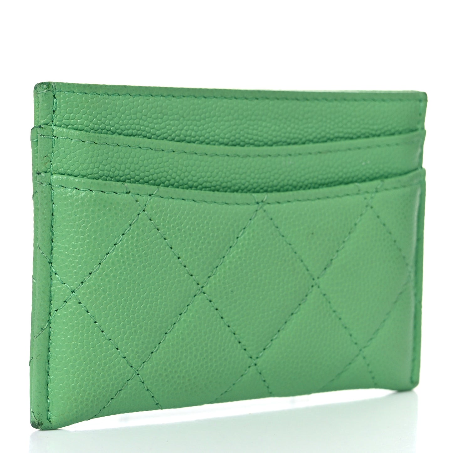 Caviar Quilted Card Holder Green