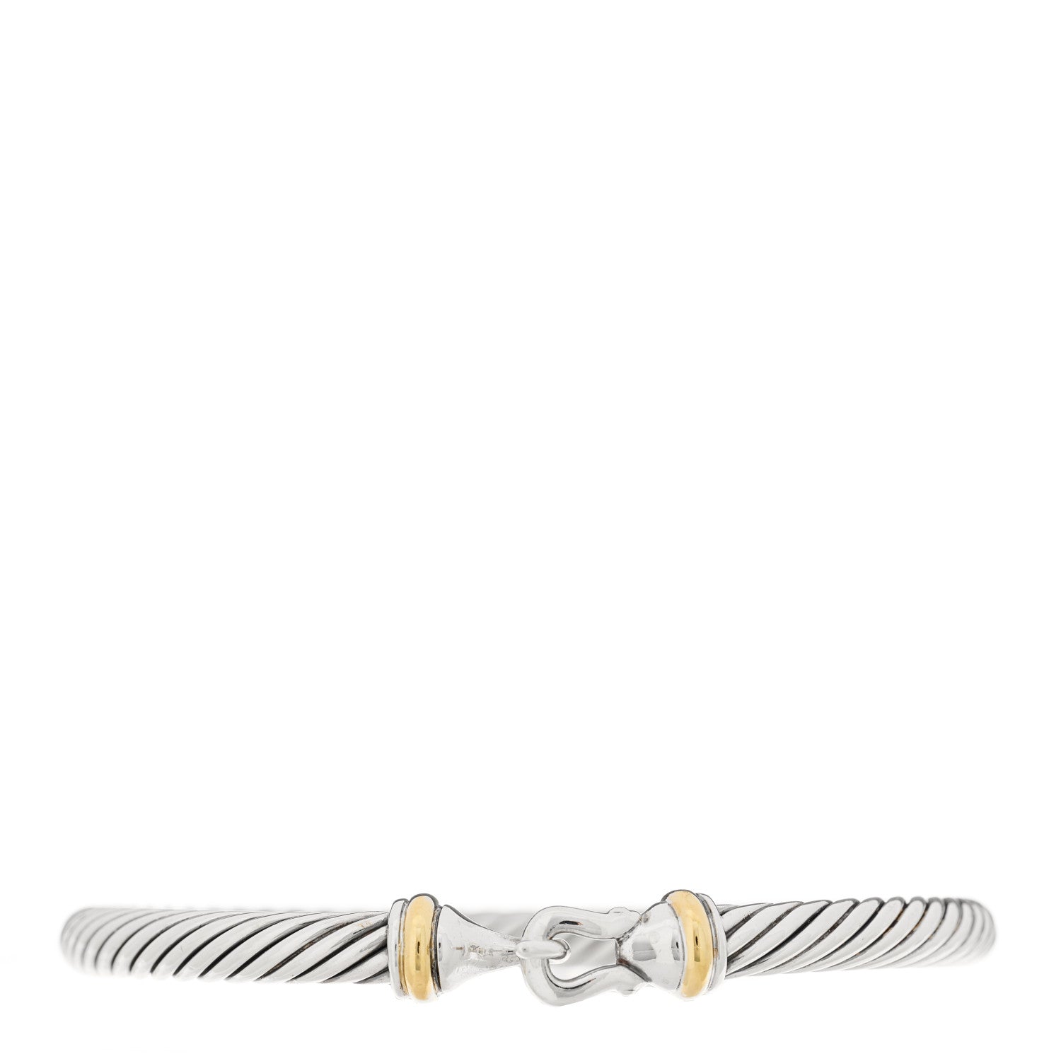 David Yurman Sterling Silver 18K Yellow Gold 5mm Cable Classic Buckle Bracelet 1 of 3