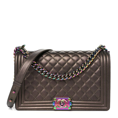 Chanel Iridescent Goatskin Quilted New Medium Boy Flap Bronze 1 of 10