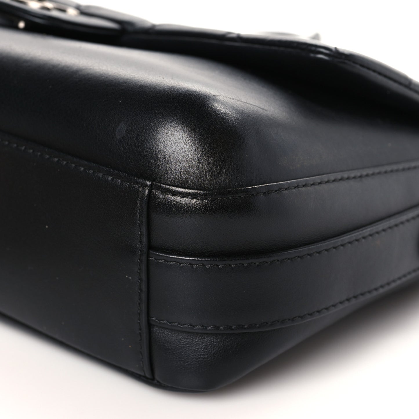Calfskin Quilted Large Rock My Shoulder Flap Black
