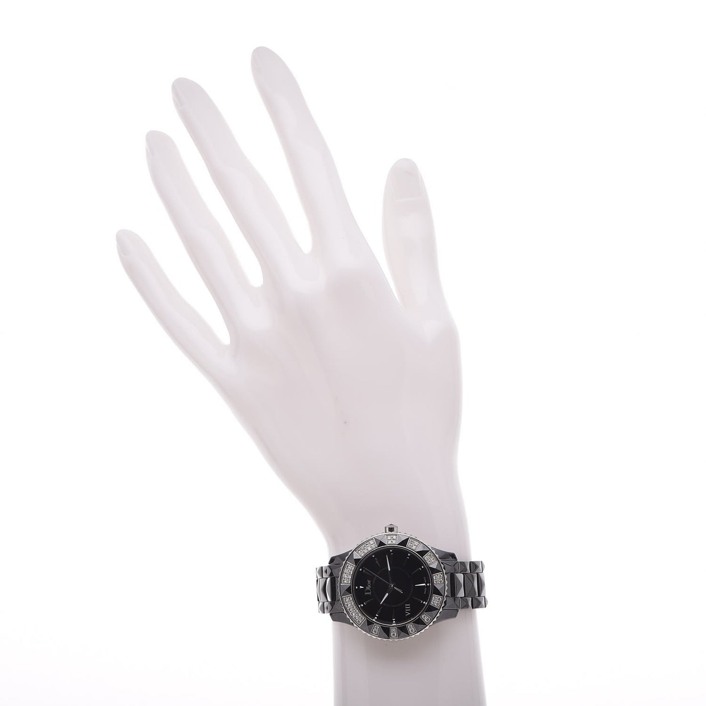 Stainless Steel Ceramic Diamond 38mm Dior VIII Quartz Watch Black
