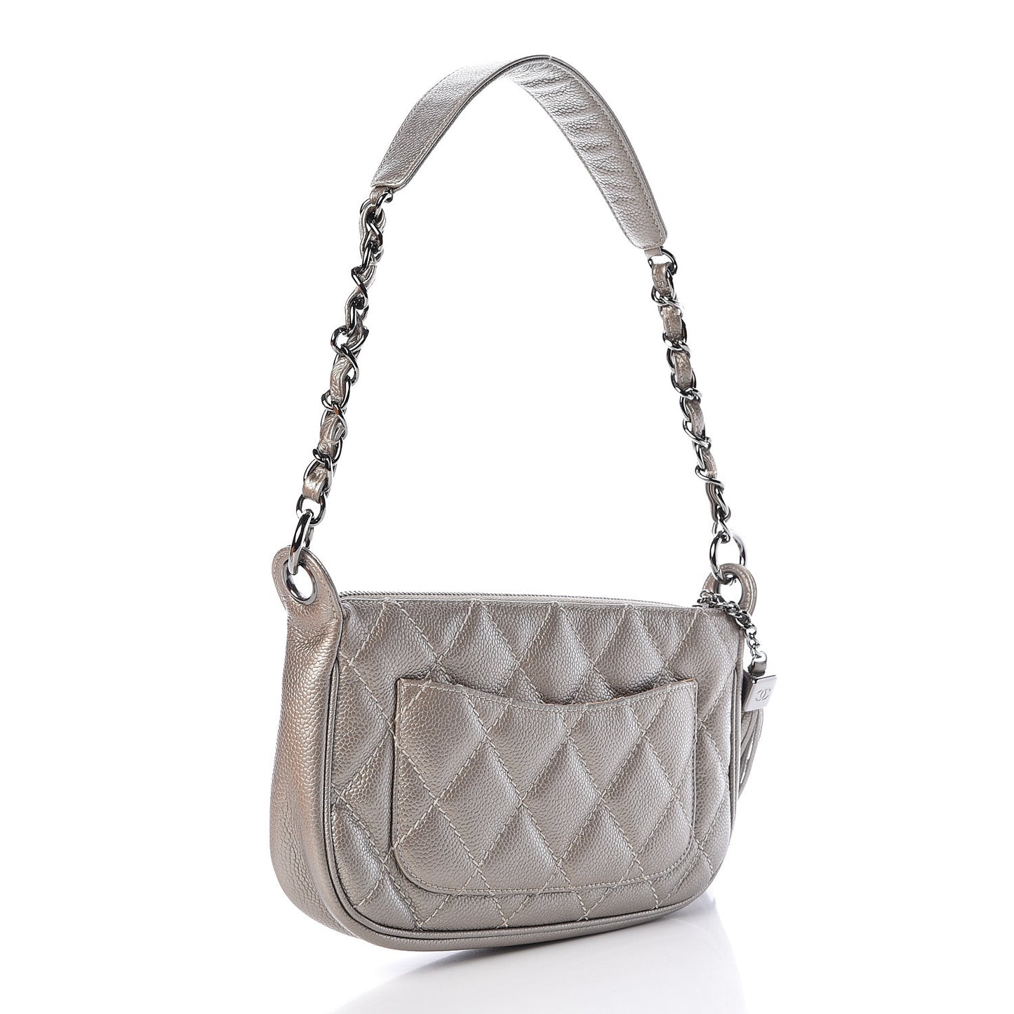 Metallic Caviar Quilted Timeless CC Shoulder Bag Light Gold