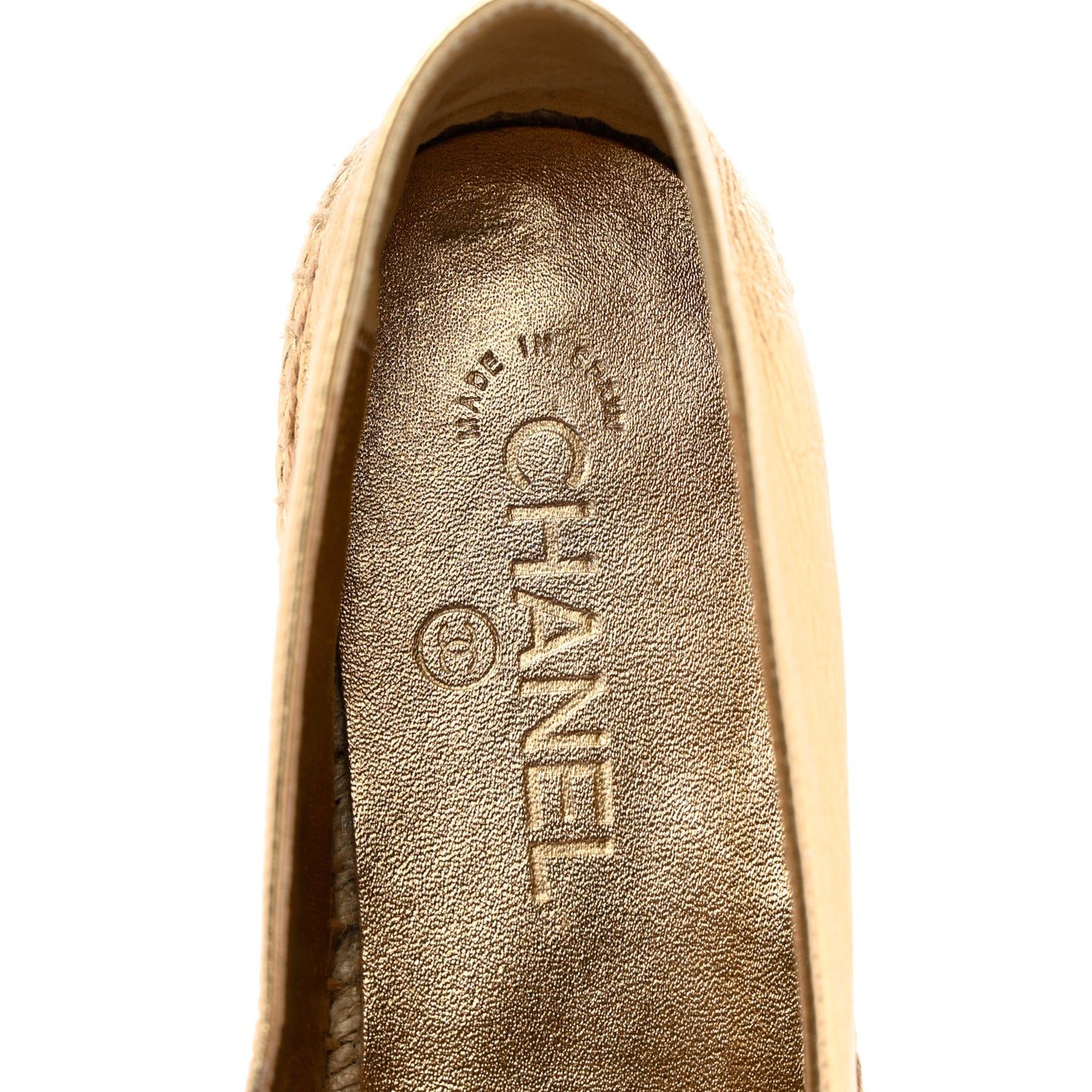 Laminated Lambskin Grosgrain CC Espadrilles 40 Gold Black