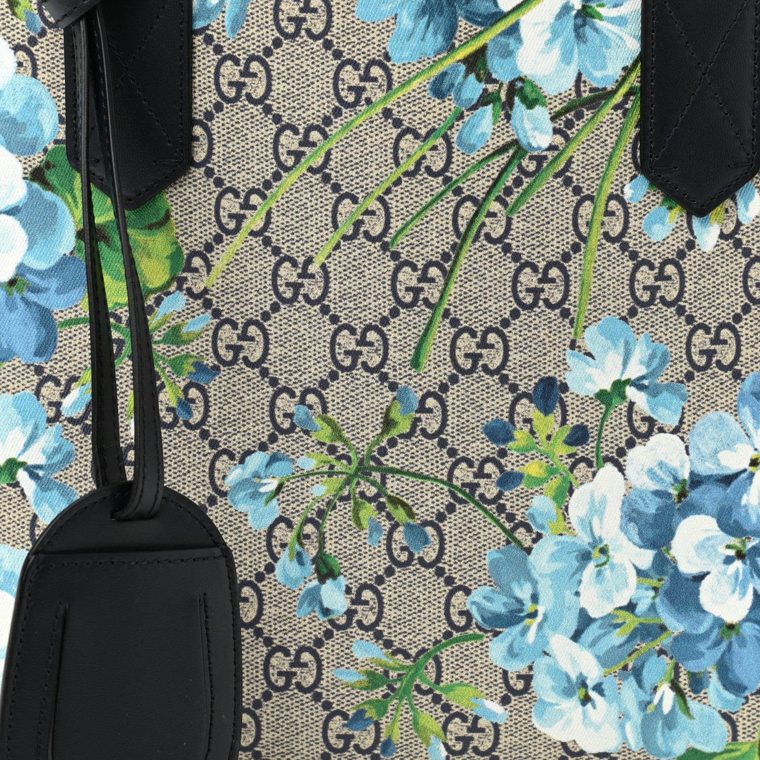 Gucci GG Supreme Monogram Blooms Small Reversible Tote Beige Blue Navy 7 of 10