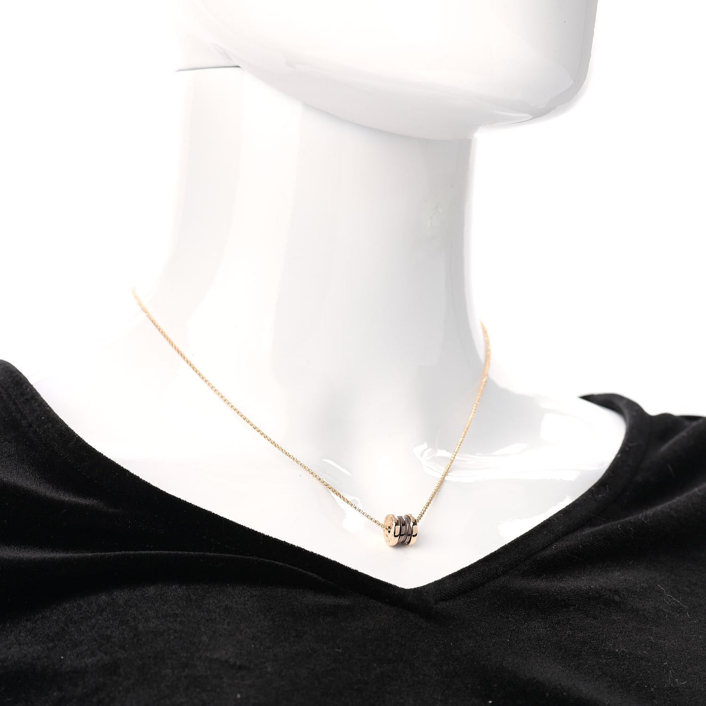 18K Rose Gold Cermet Small B.Zero1 Pendant Necklace