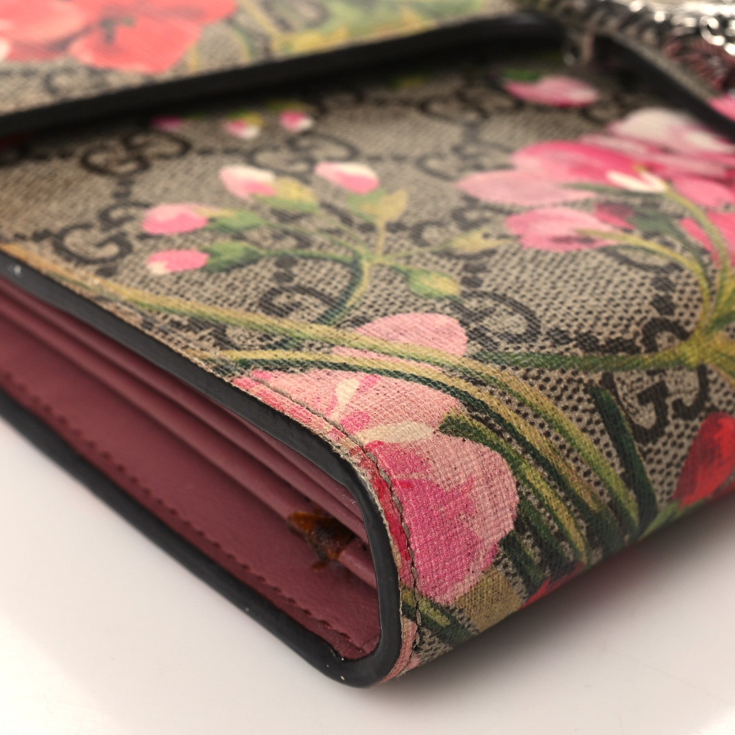 Gucci GG Supreme Monogram Blooms Mini Dionysus Chain Wallet Beige Multicolor Dry Rose 8 of 11