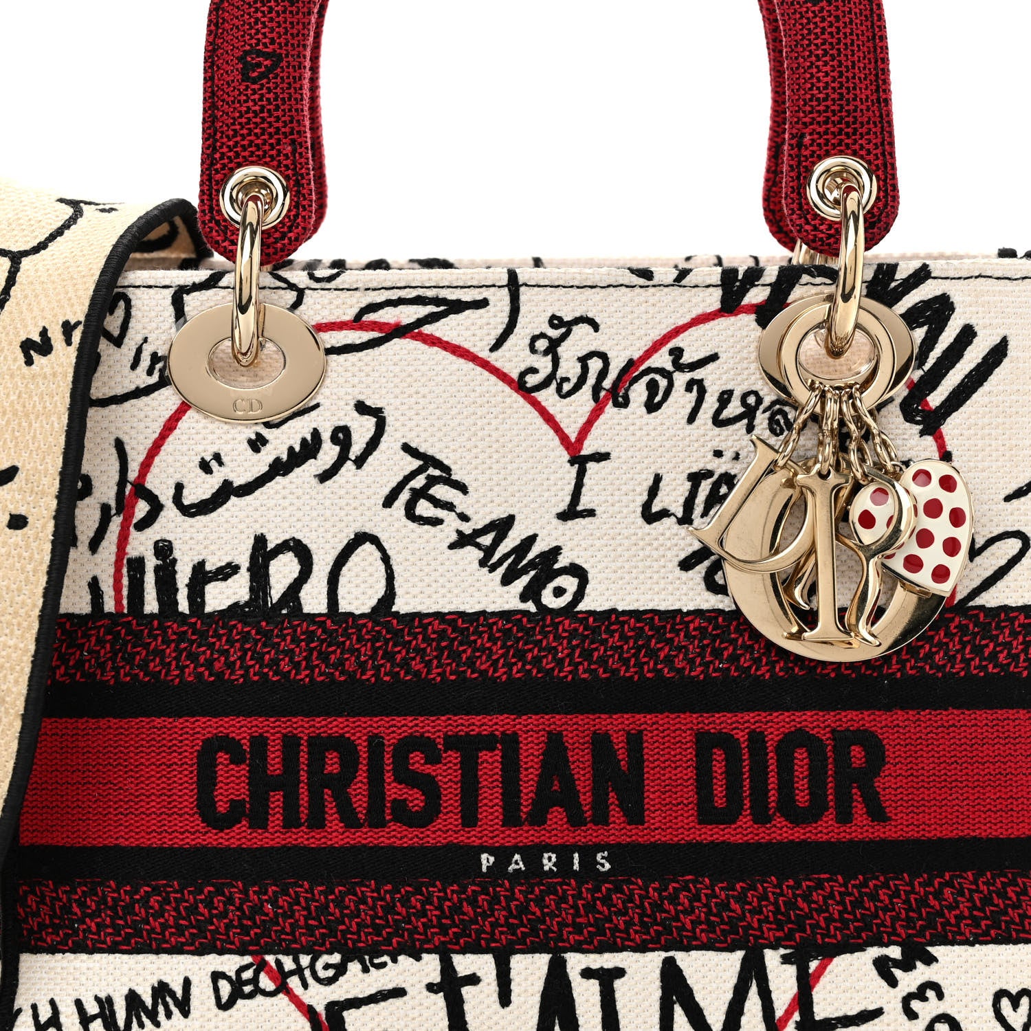 Christian Dior Canvas Medium DiorAmour Graffiti Lady D-Lite Latte 7 of 9