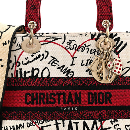 Christian Dior Canvas Medium DiorAmour Graffiti Lady D-Lite Latte 7 of 9