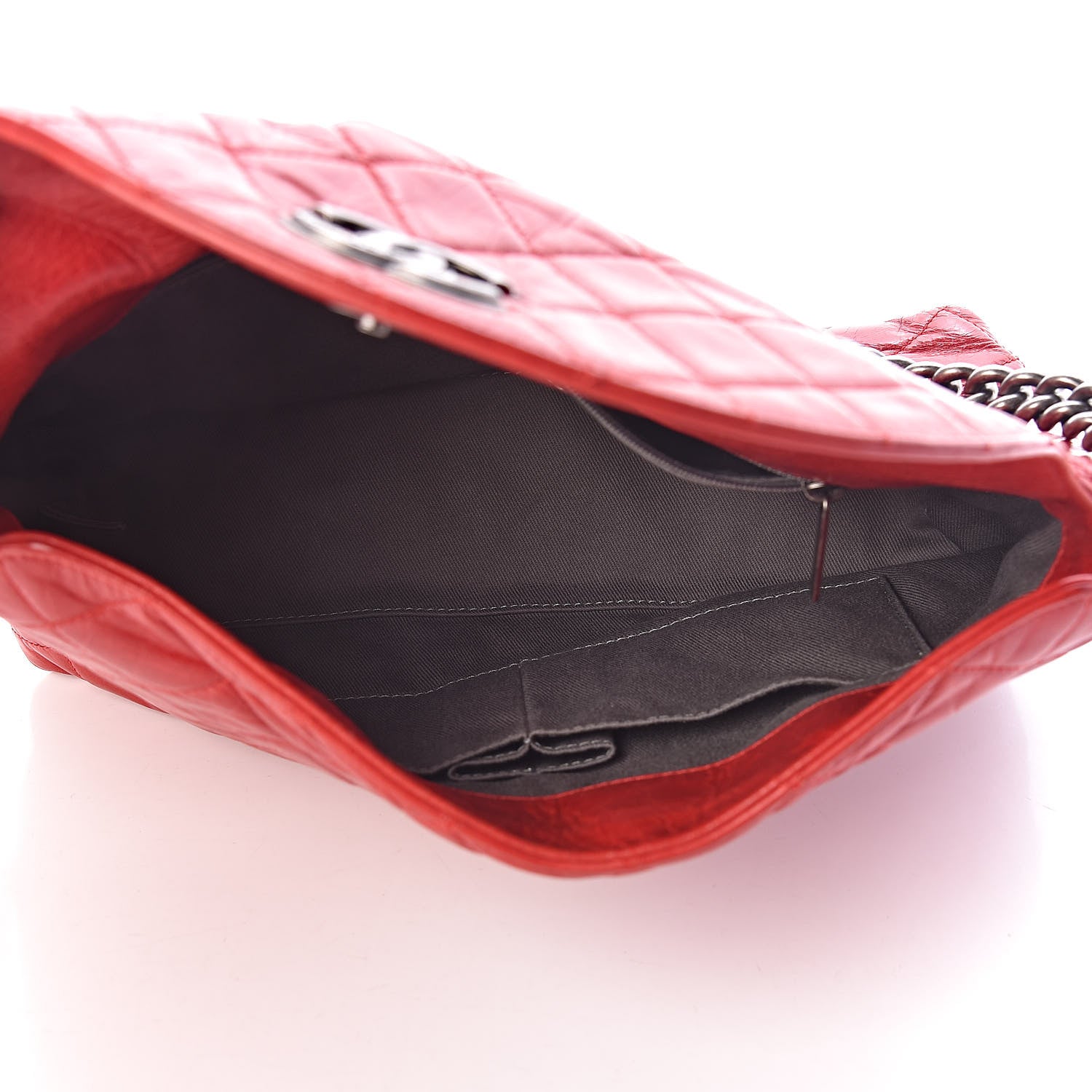 Chanel Glazed Calfskin Hobo Red 5 of 10