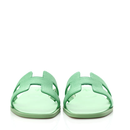 Hermes Epsom Oran Sandals 38 Vert Pomme 2 of 8