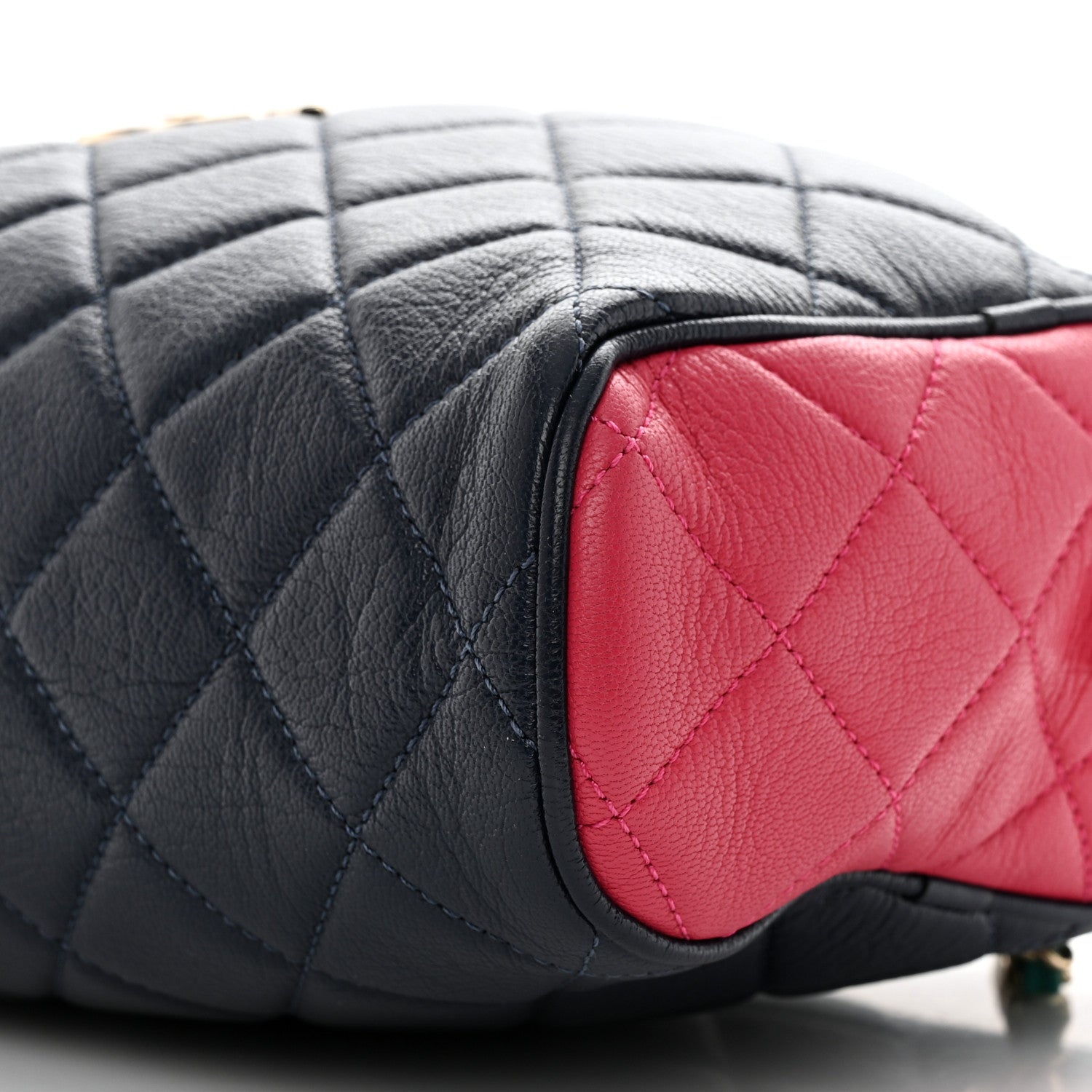 Chanel Goatskin Quilted Tri-Color Medium In & Out Camera Case Navy Turquoise Pink 12 of 14