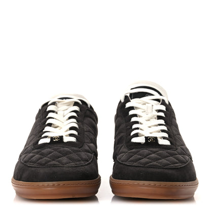 Chanel Suede Kidskin Quilted Mens Sneakers 43 Dark Grey 3 of 11