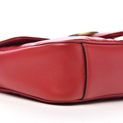 Gucci Calfskin Matelasse Mini GG Marmont Shoulder Bag Hibiscus Red 9 of 11