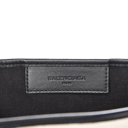 Balenciaga Cotton Canvas Satin Calfskin S Navy Cabas Natural Black 7 of 8