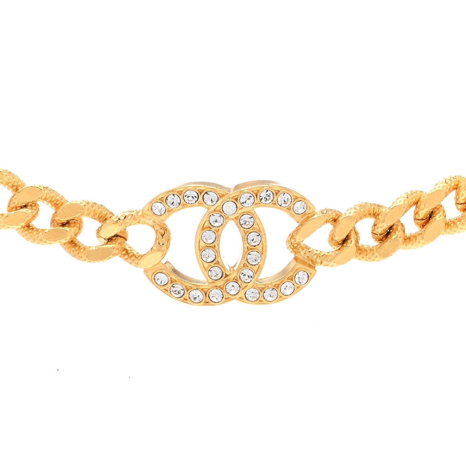 Chanel Crystal Chain Link CC Choker Necklace Gold 4 of 6
