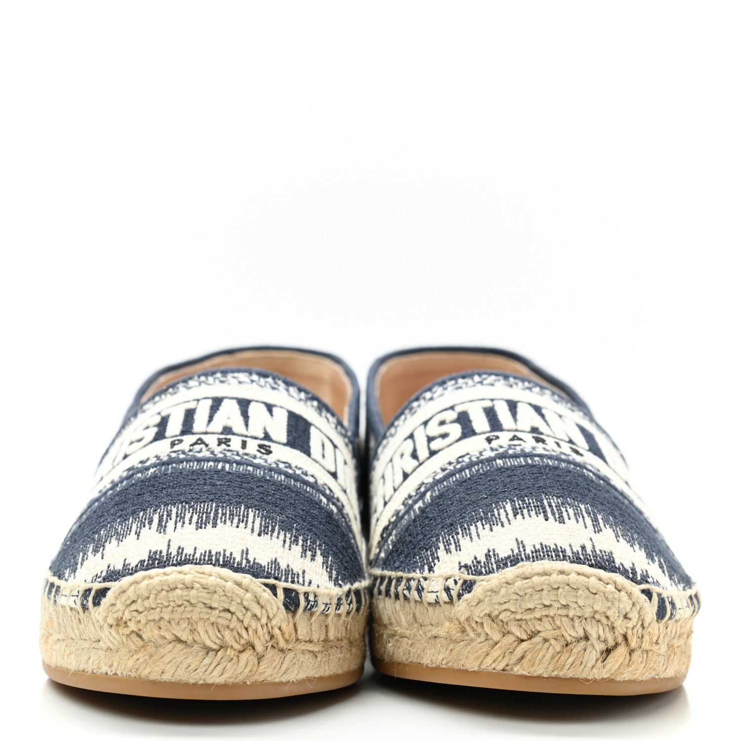 Christian Dior Cotton D-Stripes Embroidered Granville 15mm Espadrilles 35.5 Deep Blue 2 of 9