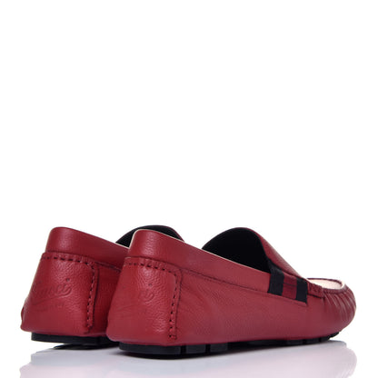 Gucci Calfskin Web Mens Driver Loafers 7.5 Red 4 of 8