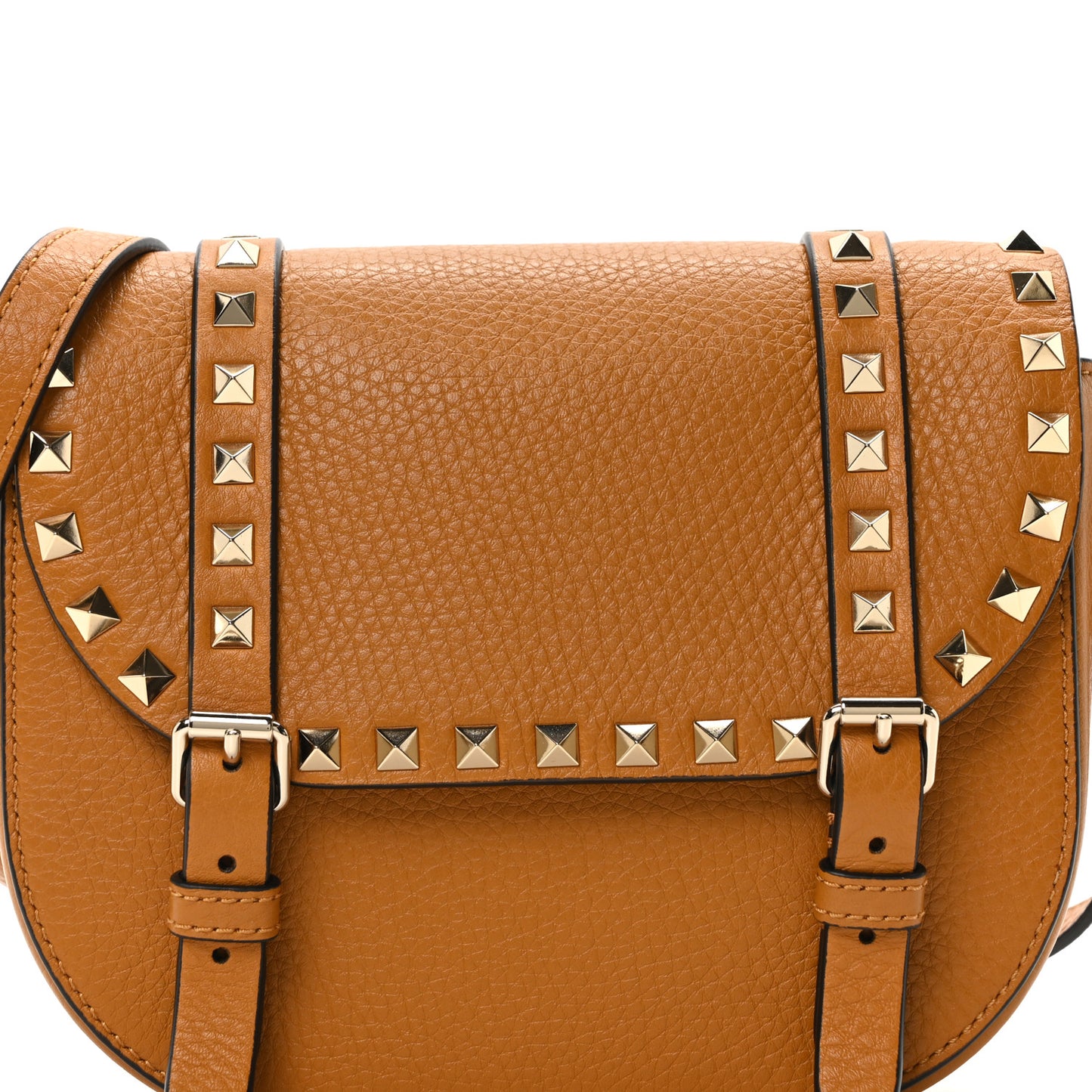 Vitello Small Rockstud Satchel Crossbody Bag Light Cuir