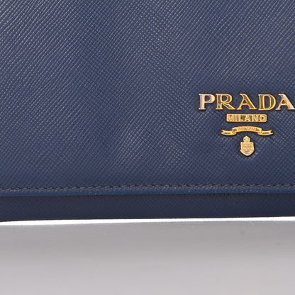 Prada Saffiano Metal Continental Flap Wallet Bleuette 11 of 13