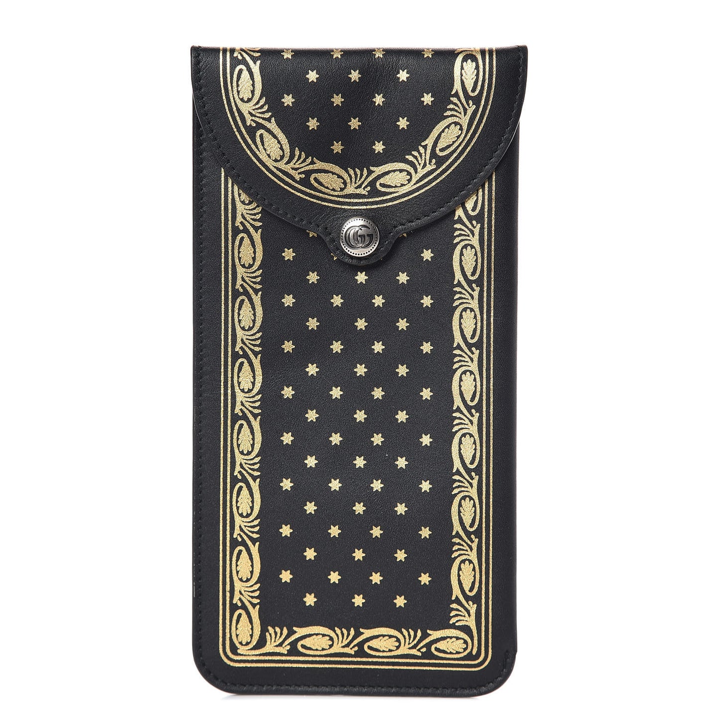 X SEGA Calfskin GUCCY Stars Sunglasses Case Black Gold