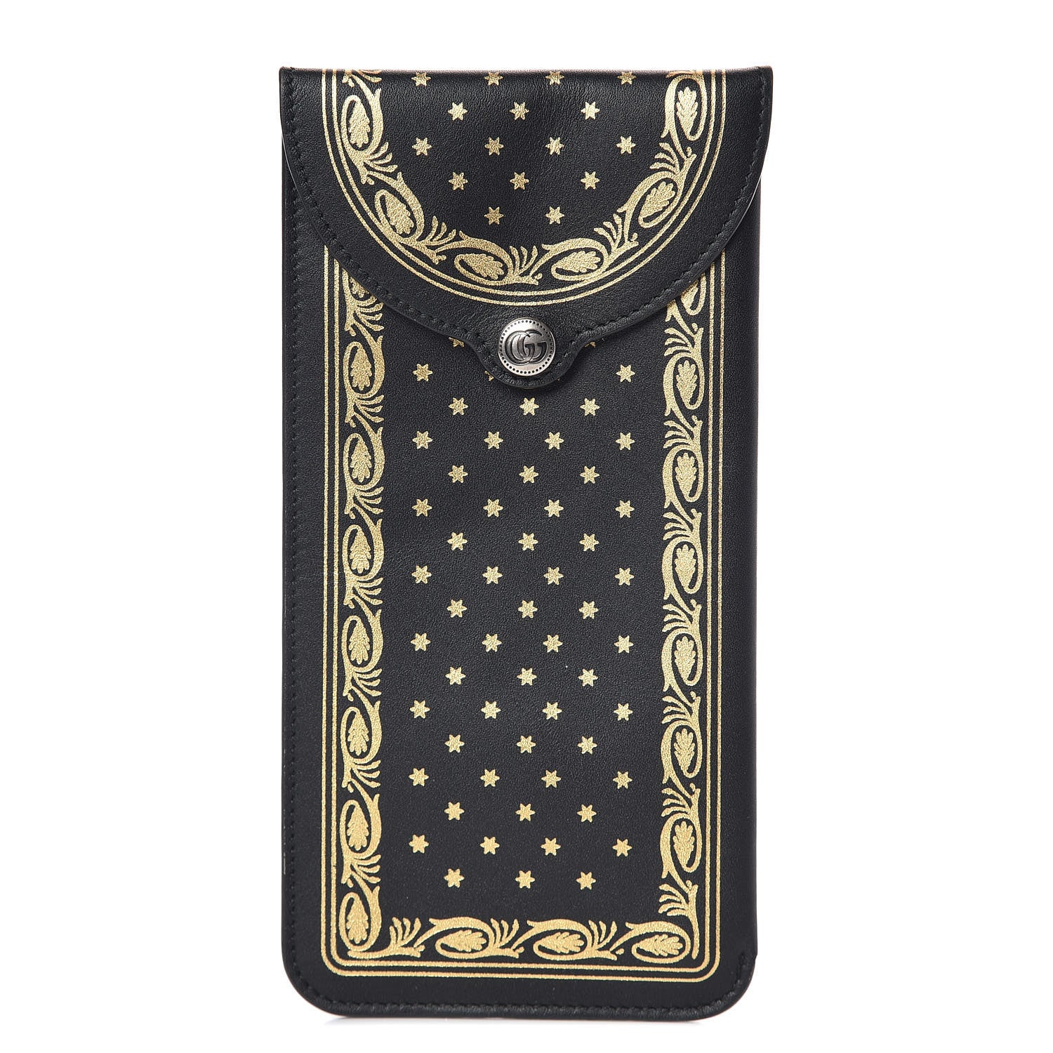 Gucci X SEGA Calfskin GUCCY Stars Sunglasses Case Black Gold 1 of 9