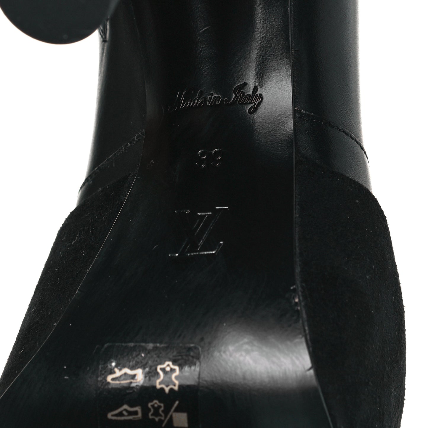 Suede Calfskin Monogram Podium Platform Ankle Boots 39 Black