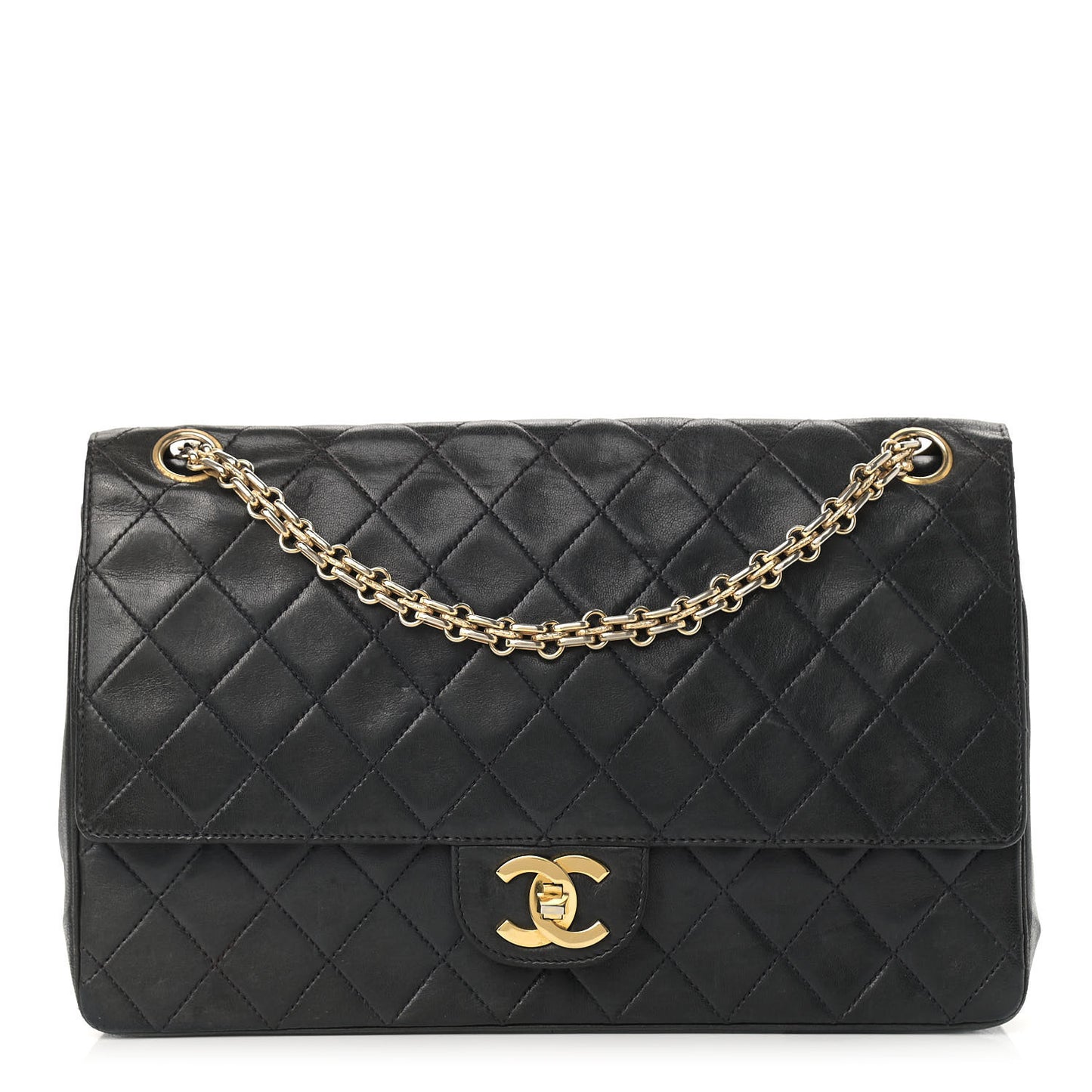 Lambskin Quilted Medium Double Flap Bijoux Chain Navy