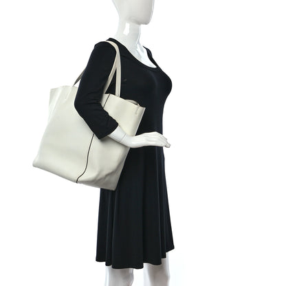 Celine Grained Calfskin Medium Horizontal Cabas Phantom White 2 of 14