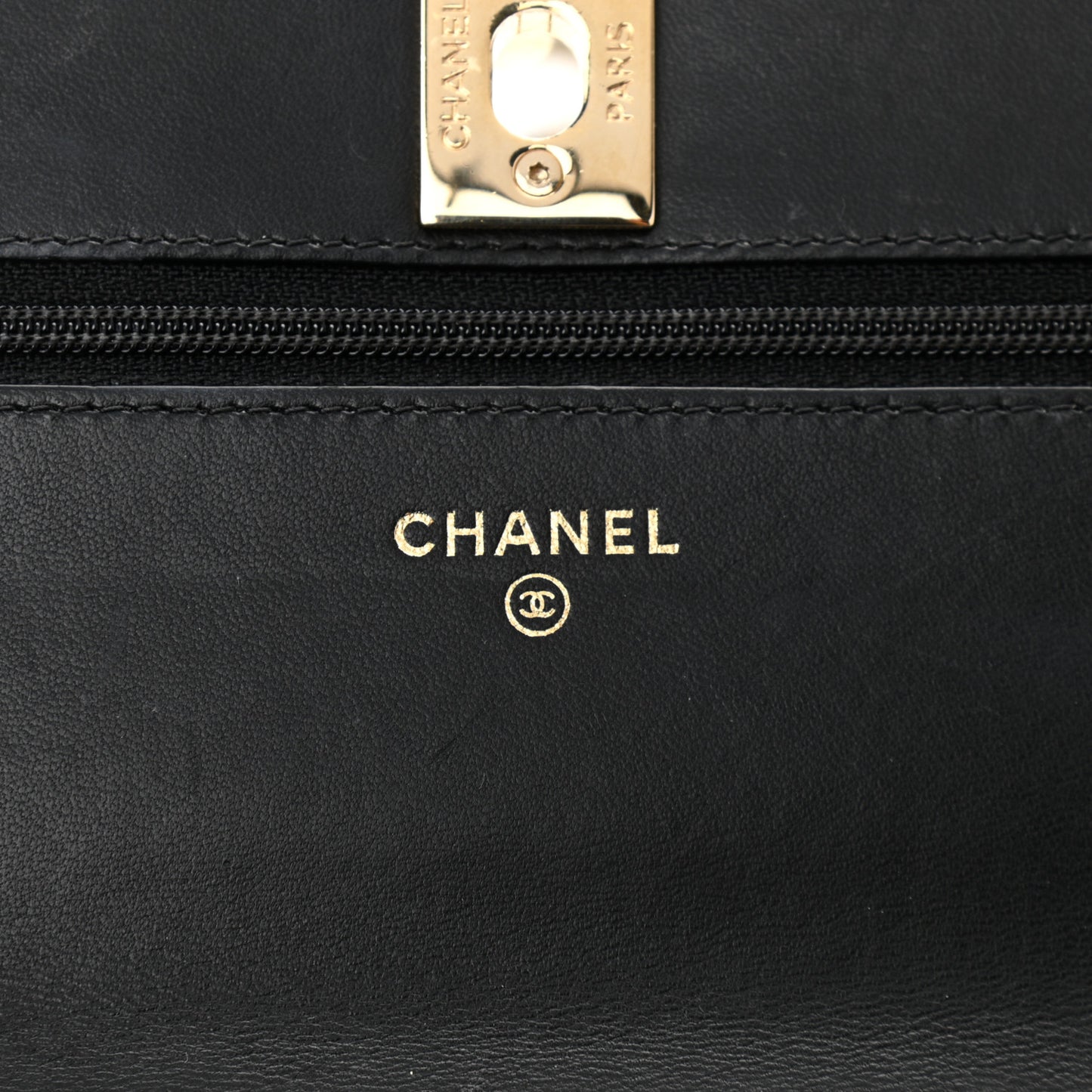 Lambskin Quilted Trendy CC Wallet On Chain WOC Black
