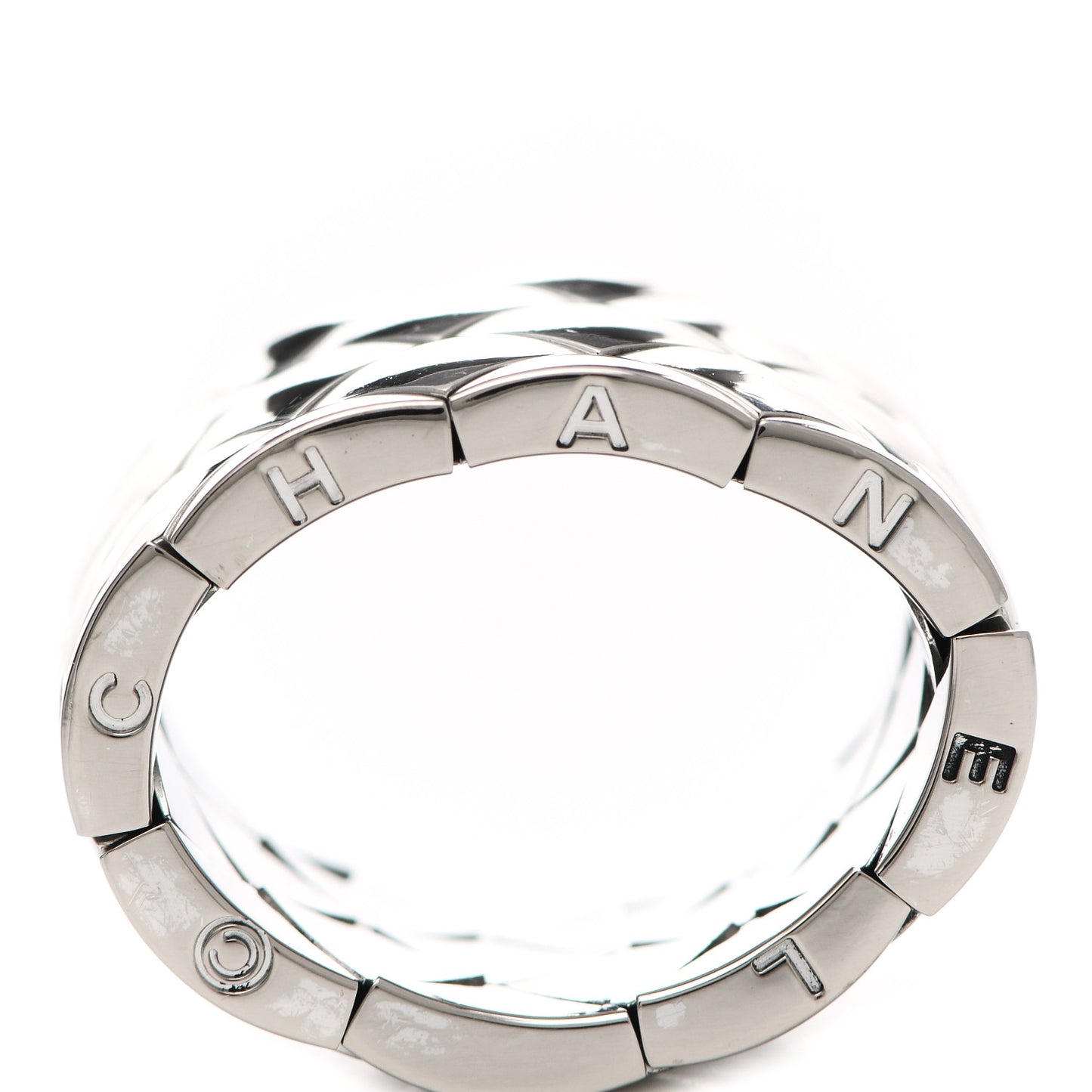 18K White Gold Large Matelasse Ring 53 6.25