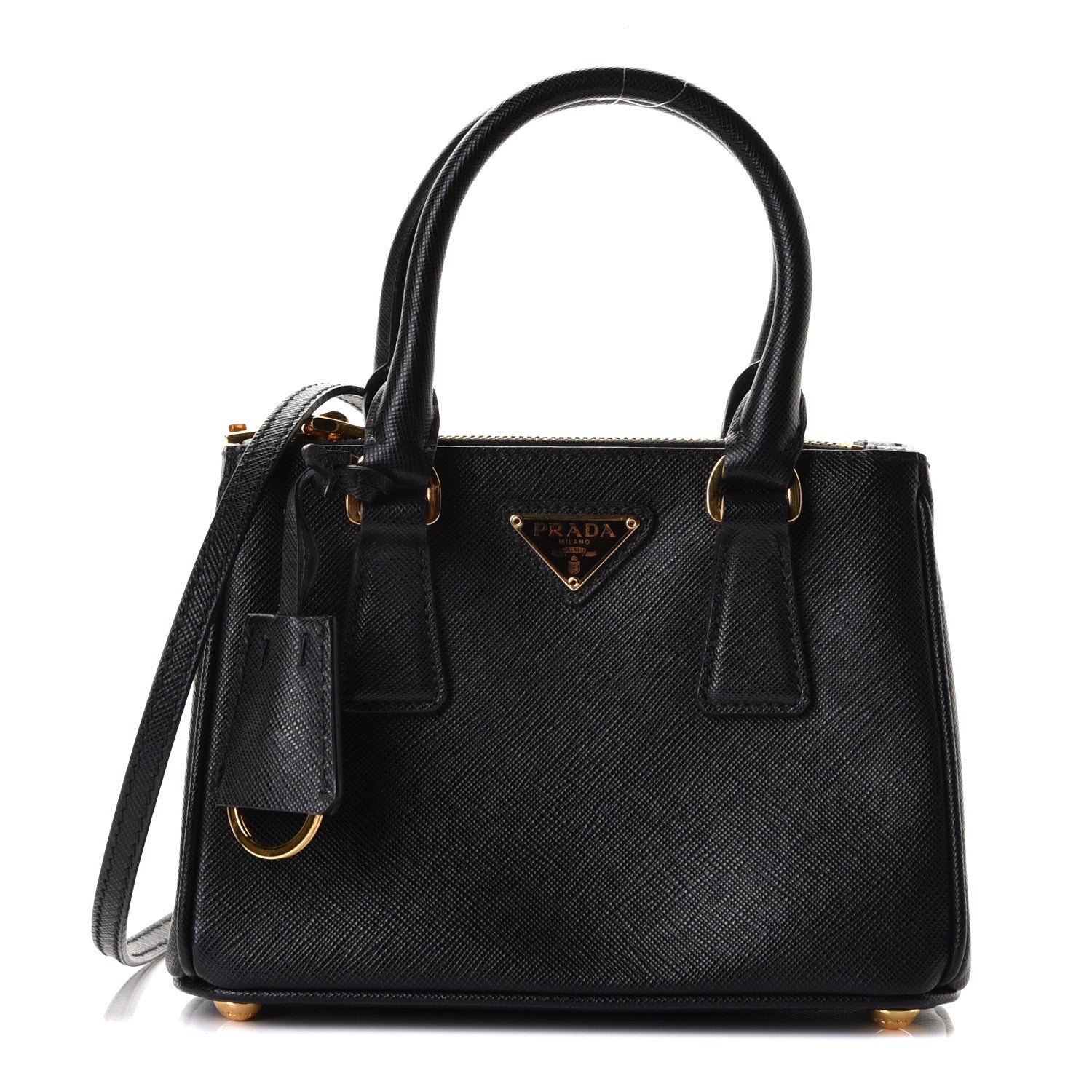 Prada Saffiano Lux Micro Galleria Double Zip Tote Black 1 of 12