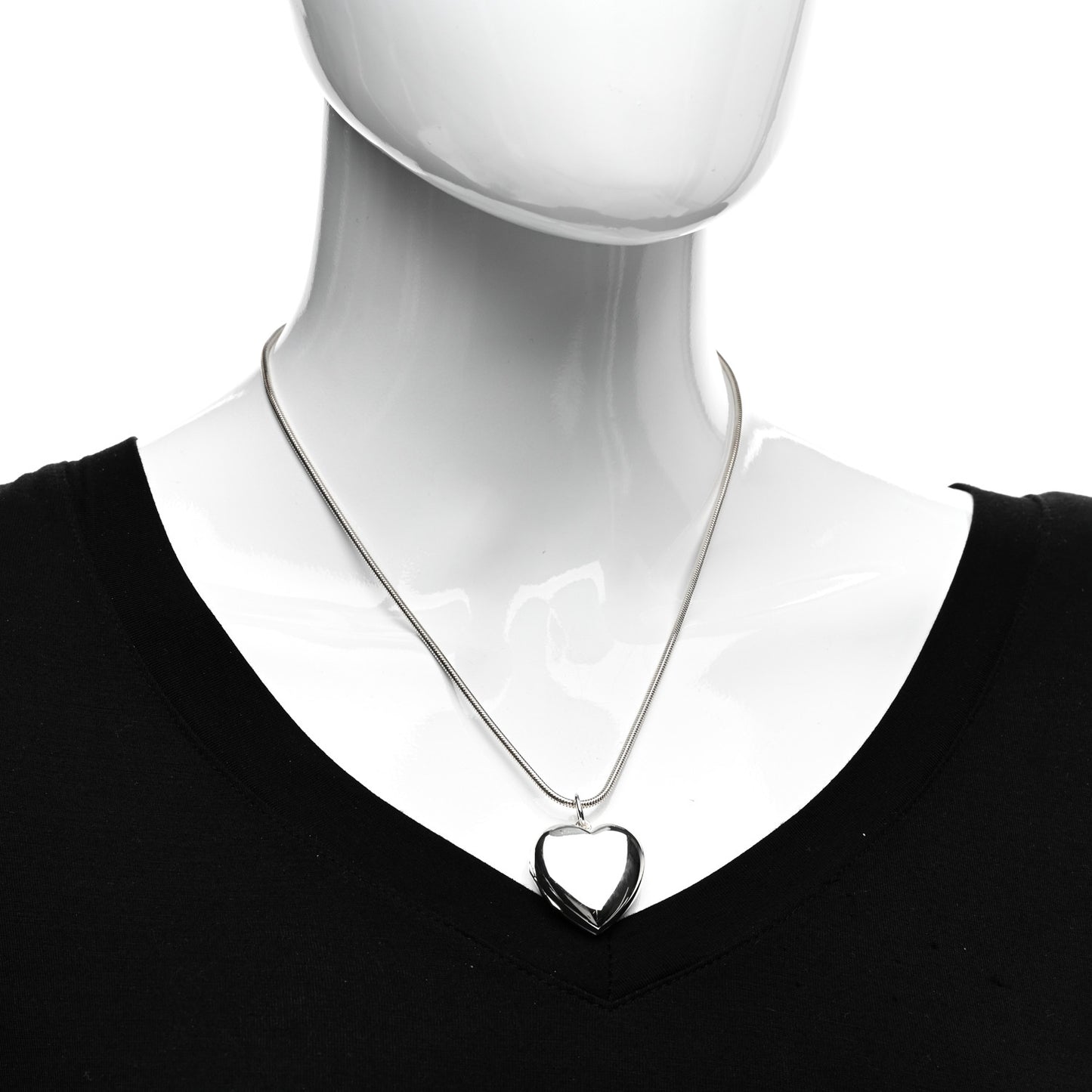 Sterling Silver Large Heart Locket Pendant Necklace