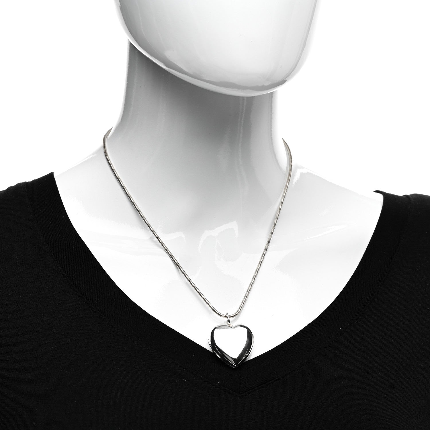 Tiffany Sterling Silver Large Heart Locket Pendant Necklace 2 of 4