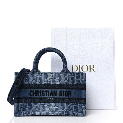 Christian Dior Denim Oblique Mini Book Tote With Strap Blue 11 of 11