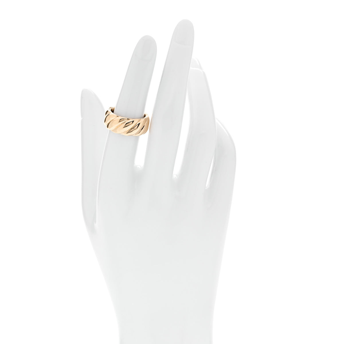 David Yurman 18K Yellow Gold 9mm Sculpted Cable Band Ring 52 6 2 of 4
