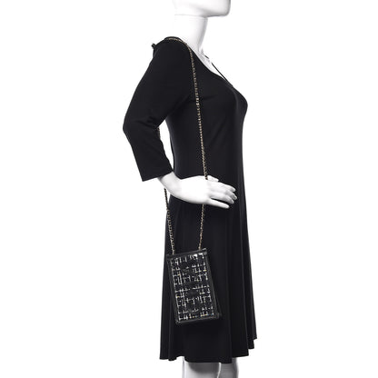 Chanel Tweed PVC Lambskin Clutch With Chain Black 2 of 9