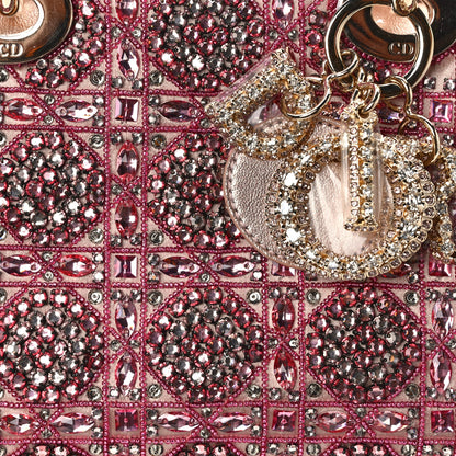 Christian Dior Metallic Calfskin Satin Celestial Bead Embroidery Cannage Mini Lady Dior Rose Des Vents 8 of 13
