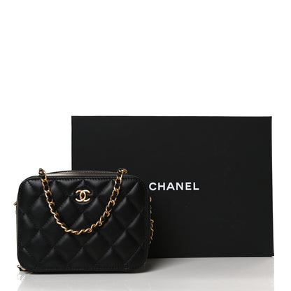 Chanel Lambskin Quilted CC Pearl Crush Camera Case Black 12 of 12